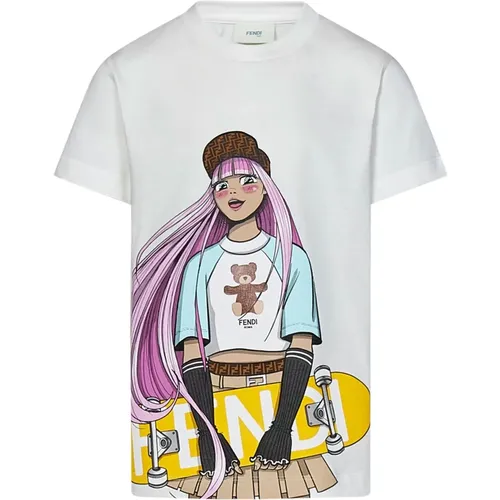 Mädchen Grafikdruck T-Shirt Weiß - Fendi - Modalova