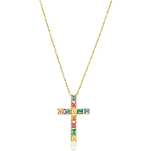Kreuzkette mit Multifarbenen Zirkonen - Sif Jakobs Jewellery - Modalova