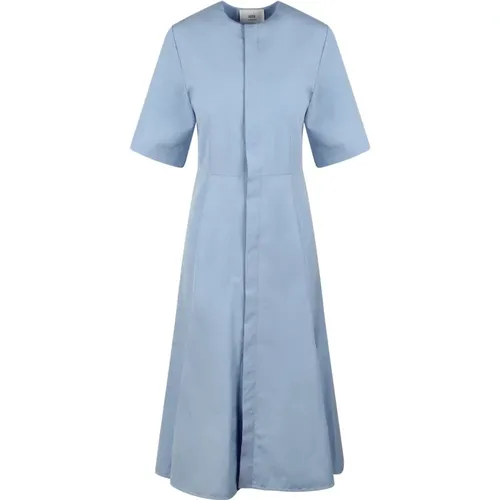 Baumwoll-Popeline Midi-Kleid mit verstecktem Verschluss , Damen, Größe: XS - Ami Paris - Modalova