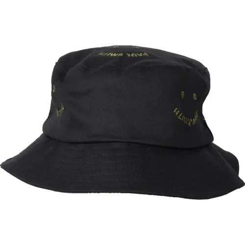 Fröhlicher Bucket Hat, Schwarze Baumwolle mit Besticktem Muster , Herren, Größe: M - PS By Paul Smith - Modalova