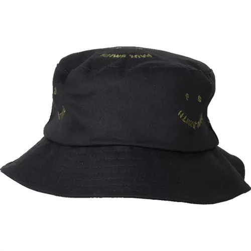 Fröhlicher Bucket Hat, Schwarze Baumwolle mit Besticktem Muster , Herren, Größe: L - PS By Paul Smith - Modalova