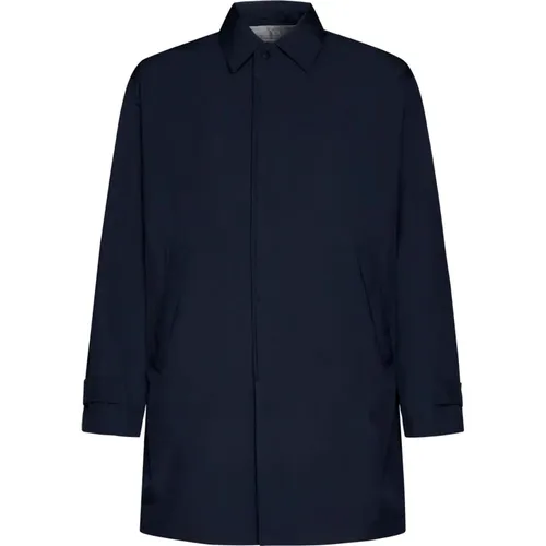 Blauer wasserabweisender Mantel mit Riemen-Details , Herren, Größe: 3XL - Herno - Modalova