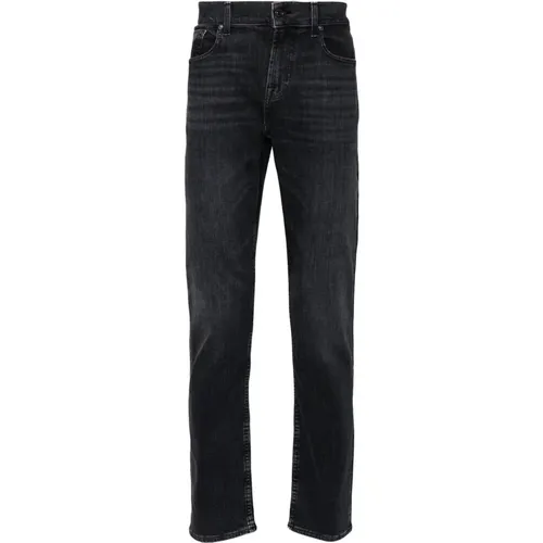 Schwarze Slim Fit Denim Jeans , Herren, Größe: W34 - 7 For All Mankind - Modalova