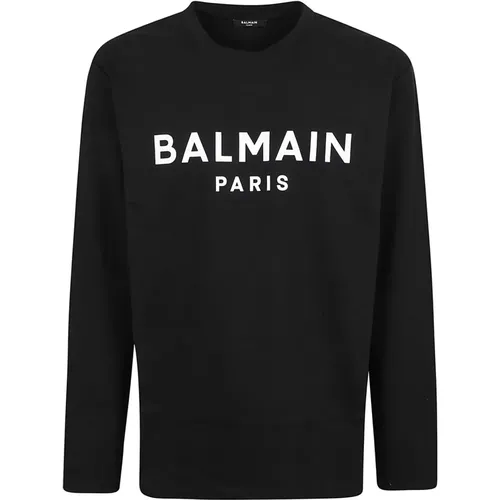 Cotton T-Shirt with Iconic Logo , male, Sizes: L - Balmain - Modalova