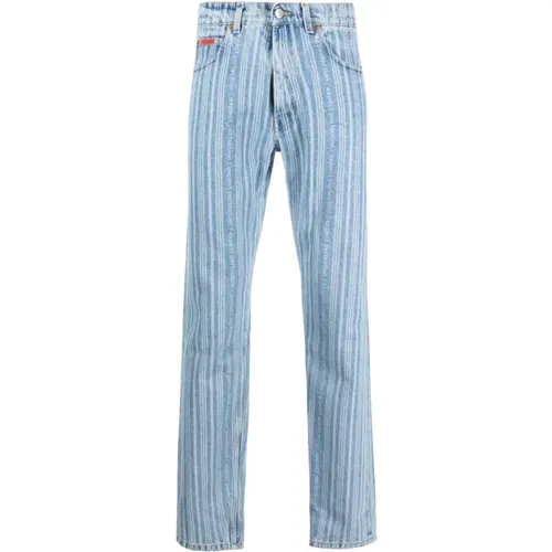 Straight-Leg Jeans with Stripes and Faded Lettering , male, Sizes: S, M - Martine Rose - Modalova