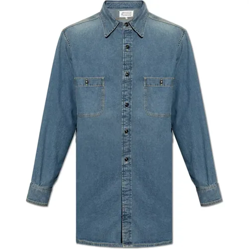 Denim shirt with vintage effect , male, Sizes: L, M - Maison Margiela - Modalova