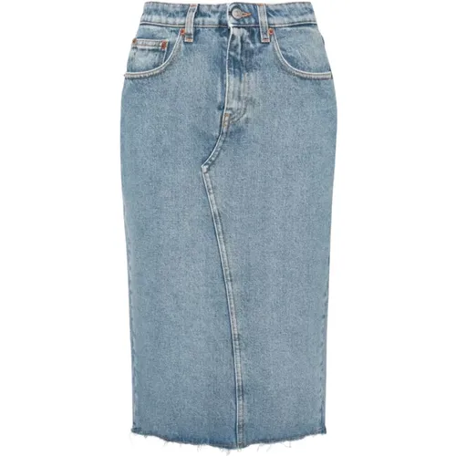 Denim Skirt with Contrast Stitching , female, Sizes: S, XS - MM6 Maison Margiela - Modalova