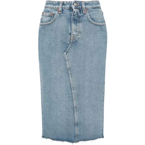 Denim Skirt with Contrast Stitching , female, Sizes: XS - MM6 Maison Margiela - Modalova