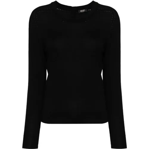 Schwarzer Gestrickter Crew Neck Pullover , Damen, Größe: S - Liu Jo - Modalova