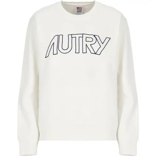 Weißer Crew Neck Sweatshirt mit Kontrastlogo , Damen, Größe: XS - Autry - Modalova
