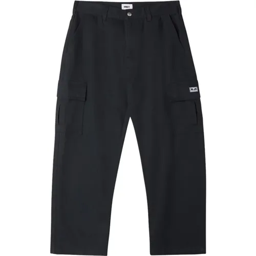 Schwarze Cargo Baggy Twill Hose , Herren, Größe: W32 - Obey - Modalova