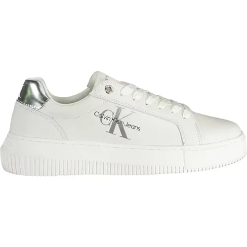 Polyester Sneaker with Contrasting Details and Logo Print , female, Sizes: 8 UK - Calvin Klein - Modalova