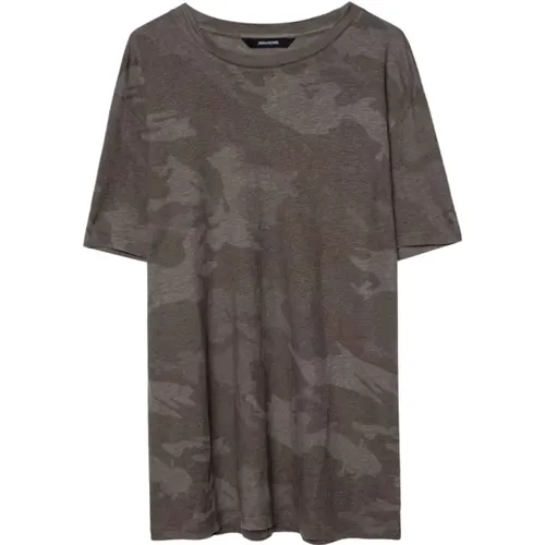 Camouflage Linen T-Shirt Men Fashion , male, Sizes: L - Zadig & Voltaire - Modalova