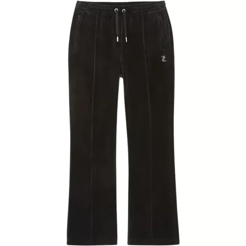 Samt-Sweatpants mit Silberdetails , Damen, Größe: L - Juicy Couture - Modalova