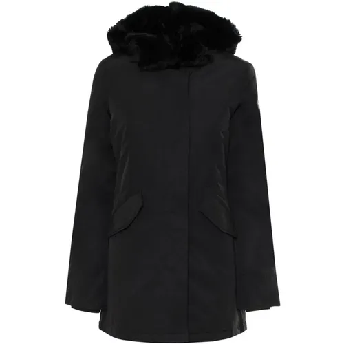 Solid Hooded Down Jacket with Logo for , female, Sizes: S, XL, M, XS, L - Alessandro Dell'Acqua - Modalova