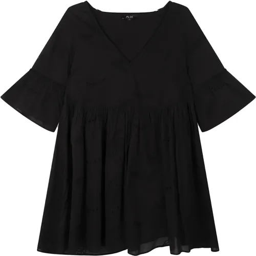 Elegantes schwarzes Kleid mit modernem Touch , Damen, Größe: S - Alix The Label - Modalova