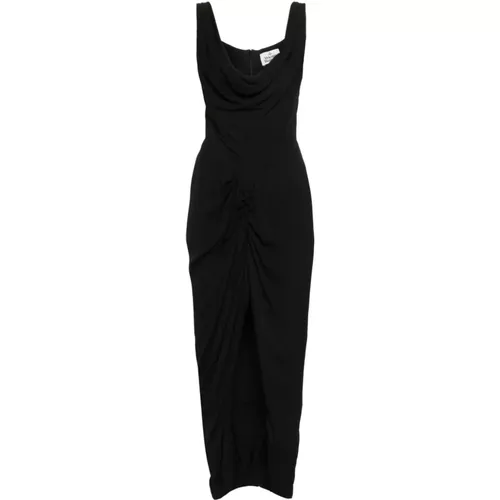 Schwarzes Texturiertes Cowl Neck Kleid - Vivienne Westwood - Modalova