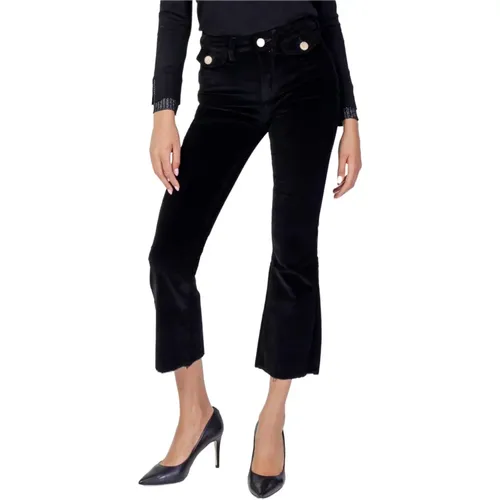 Schwarze einfarbige Hose mit Knopfverschluss , Damen, Größe: W31 - Gaudi - Modalova