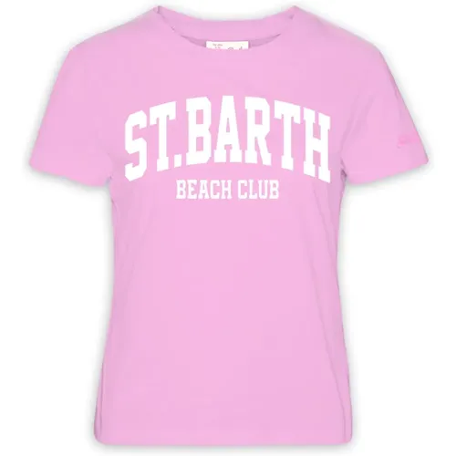 Glitzerndes Logo-T-Shirt für Frauen , Damen, Größe: L - MC2 Saint Barth - Modalova