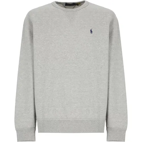 Ikonic Grauer Baumwoll-Crewneck-Sweatshirt , Herren, Größe: L - Ralph Lauren - Modalova