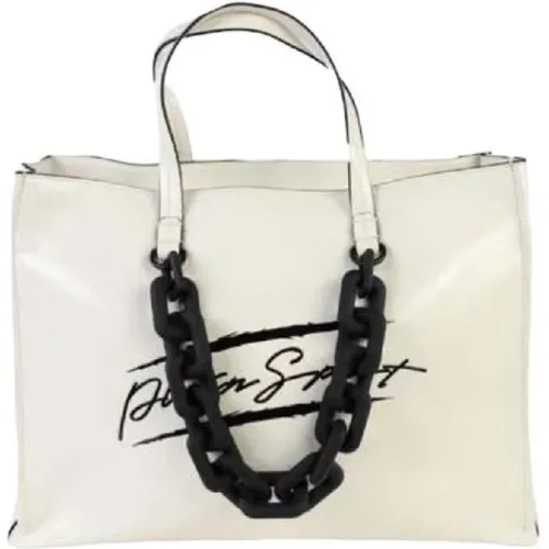 Patent Shoulder Bag with Chain Detail and Logo Lettering , female, Sizes: ONE SIZE - Plein Sport - Modalova