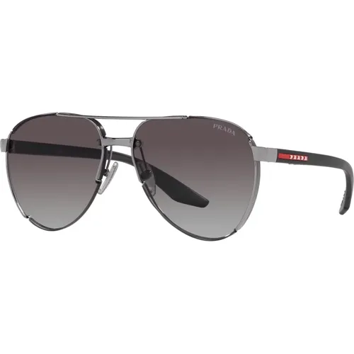 Sporty Sunglasses Ruthenium/Grey Shaded , male, Sizes: 61 MM - Prada - Modalova