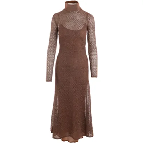 Bronze Knit and Lurex Flare Dress , female, Sizes: M, S - Tom Ford - Modalova