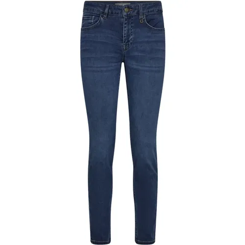 Slim-Fit High Rise Blaue Jeans mit Stickerei , Damen, Größe: W27 - MOS MOSH - Modalova