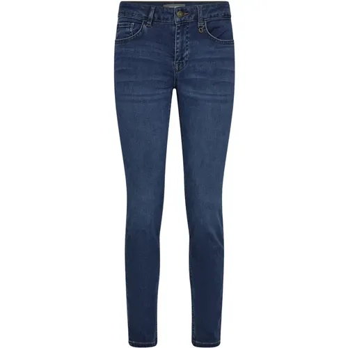 Slim-Fit High Rise Blaue Jeans mit Stickerei , Damen, Größe: W31 - MOS MOSH - Modalova
