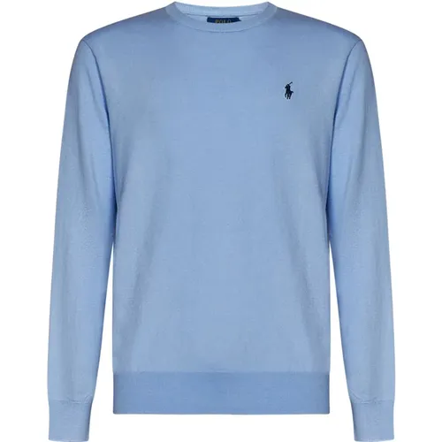 Blaue Sweaters mit Pony-Stickerei , Herren, Größe: L - Polo Ralph Lauren - Modalova