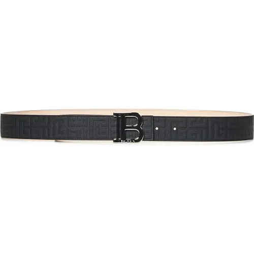 Leather Belt with B-Shaped Buckle , male, Sizes: 95 CM, 105 CM, 90 CM, 100 CM - Balmain - Modalova