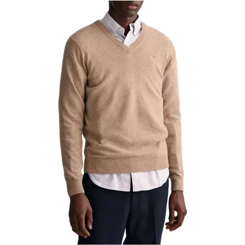 Superfine Lambswool V-Neck Sweater , male, Sizes: S, M, L - Gant - Modalova