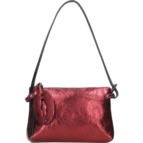 Fuchsia Leather Shoulder Bag with Zipper , female, Sizes: ONE SIZE - Zanellato - Modalova