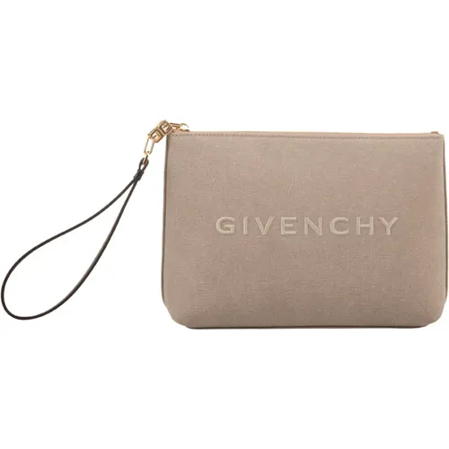 Große Clutch Tasche aus brauner Leinwand - Givenchy - Modalova