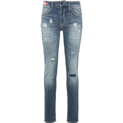 Zerstörte Jeans mit seitlichem Piping Cecco , Herren, Größe: W32 - carlo colucci - Modalova