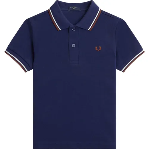 Slim Fit Twin Tipped Polo Dark ultramarine , Ecru Whiskey brown-S , male, Sizes: S - Fred Perry - Modalova