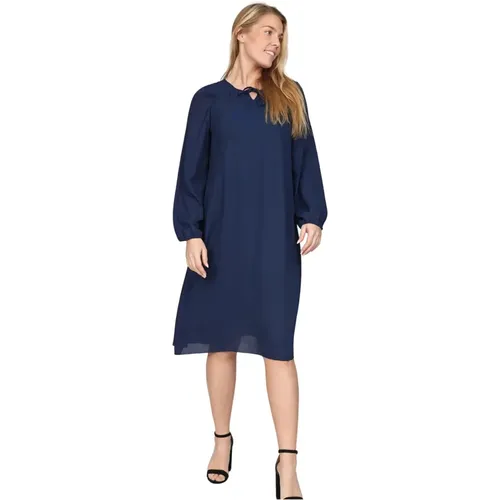 Enova.Sp24 Navy Kleid mit Falten , Damen, Größe: XL - 2-Biz - Modalova