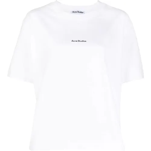 Reverse Logo Print Cotton T-Shirt , female, Sizes: M - Acne Studios - Modalova