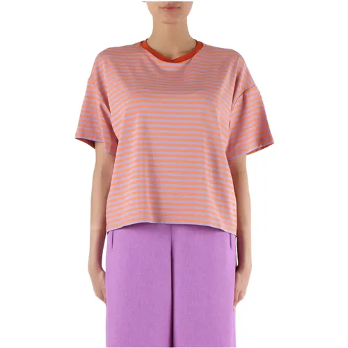Striped Viscose T-shirt , female, Sizes: S - NIU - Modalova