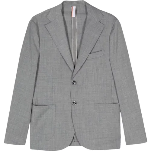 Grey Melange Notched Lapel Jacket , male, Sizes: 2XL - Pmds - Modalova