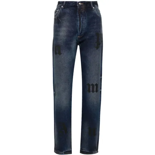 Denim Jeans Logo Print Straight Leg , Herren, Größe: W31 - Palm Angels - Modalova