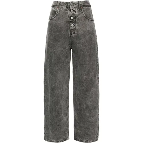 Graue Denim-Jeans Geknittertes Finish , Damen, Größe: W26 - MM6 Maison Margiela - Modalova