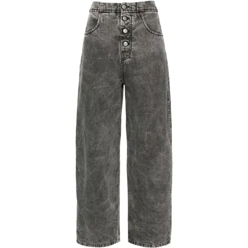 Graue Denim-Jeans Geknittertes Finish , Damen, Größe: W28 - MM6 Maison Margiela - Modalova