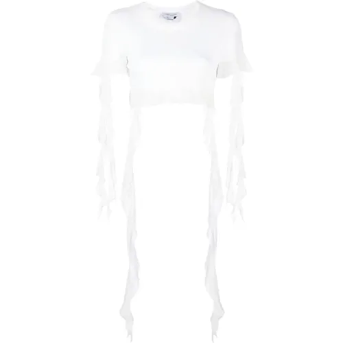 T-Shirt mit Rüschen,Weiße T-Shirts und Polos - Blumarine - Modalova