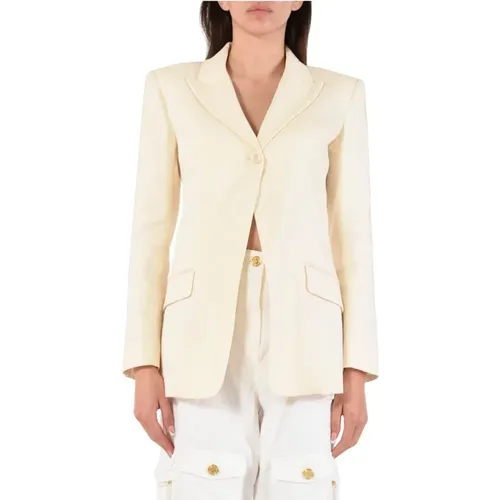 Linen Embroidered Jacket with Revers , female, Sizes: XS, S - PATRIZIA PEPE - Modalova