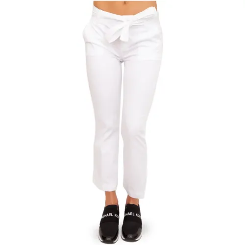 Elegant Ecru Cotton Blend Shorts , female, Sizes: W29, W26 - Liu Jo - Modalova
