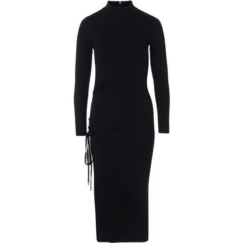 Gerüschtes Merino Midi Kleid in Schwarz , Damen, Größe: S - Michael Kors - Modalova