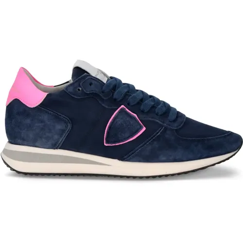 Blaue Fuchsia Laufschuhe Damen , Damen, Größe: 35 EU - Philippe Model - Modalova