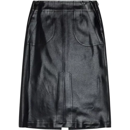 Faux-Leather Midi Skirt , female, Sizes: XS - Diesel - Modalova