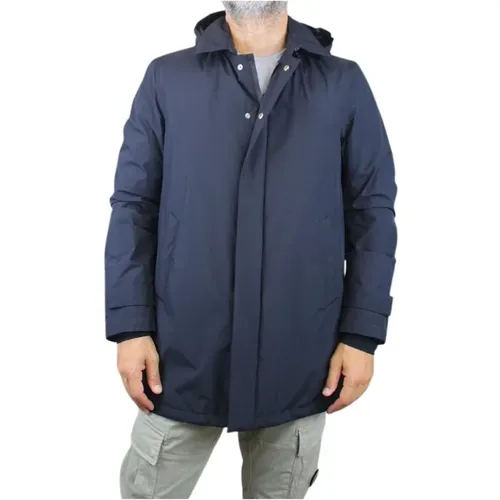 Marineblaue Kapuzenparka Herno - Herno - Modalova